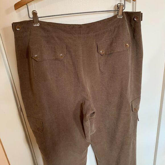 Tommy Bahama Brown Silk Sz 14 Pants Utility Safari Travel Trouser Cargo Pockets - Picture 3 of 11